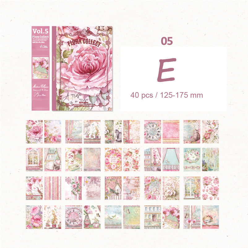 Sticker vintage pink floral paper 